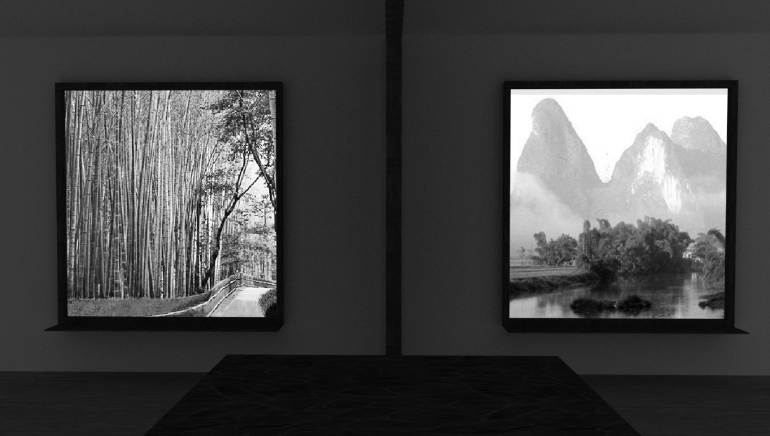 Pic.1 window view of Metgesu-in, in four seasons (pictures from internet) Pic.2 the illusion created by discordant views of two juxtaposed windows (Nan Lei, perception juxtaposed)