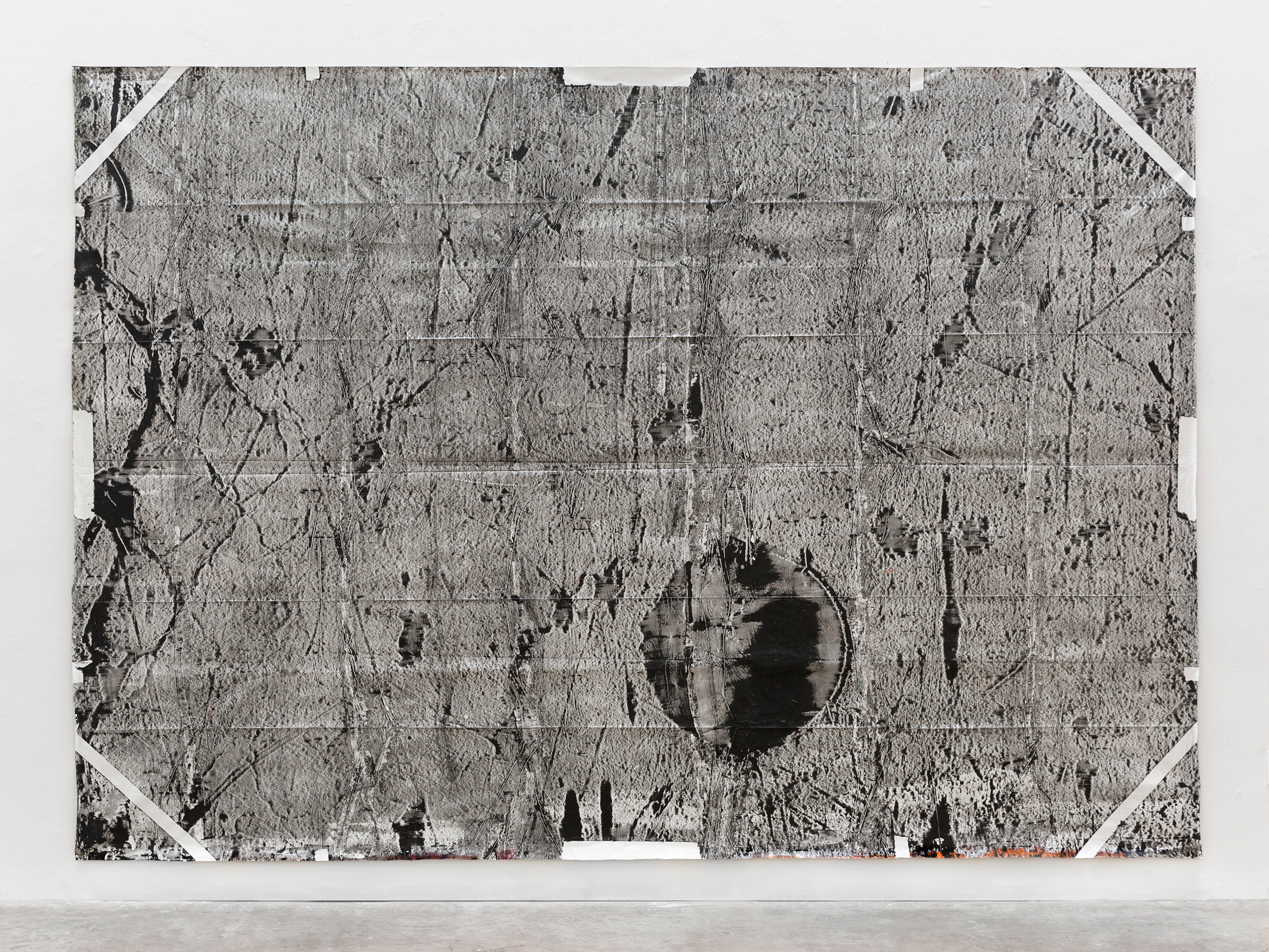 2015, acrylic & ink on rip-resistant billboard vinyl, 154'' x 110''